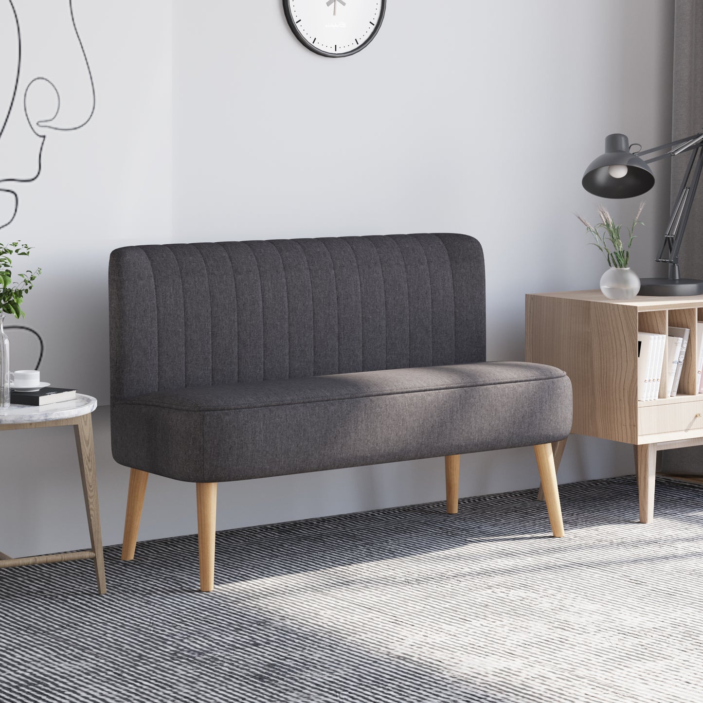 The Compact | 2-Seater Linen Sofa in Dark Grey