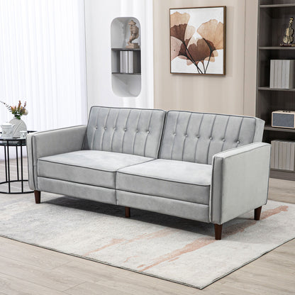 The Velour | Convertible Velvet Sofa Bed in Light Grey