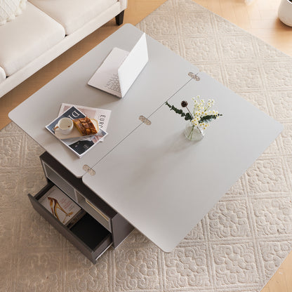 The Elevé | Lift-Top Coffee Table with Drawers in Grey