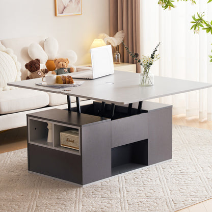 The Elevé | Lift-Top Coffee Table with Drawers in Grey