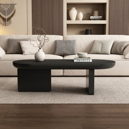 The Obsidian Oval | Matte Black Coffee Table