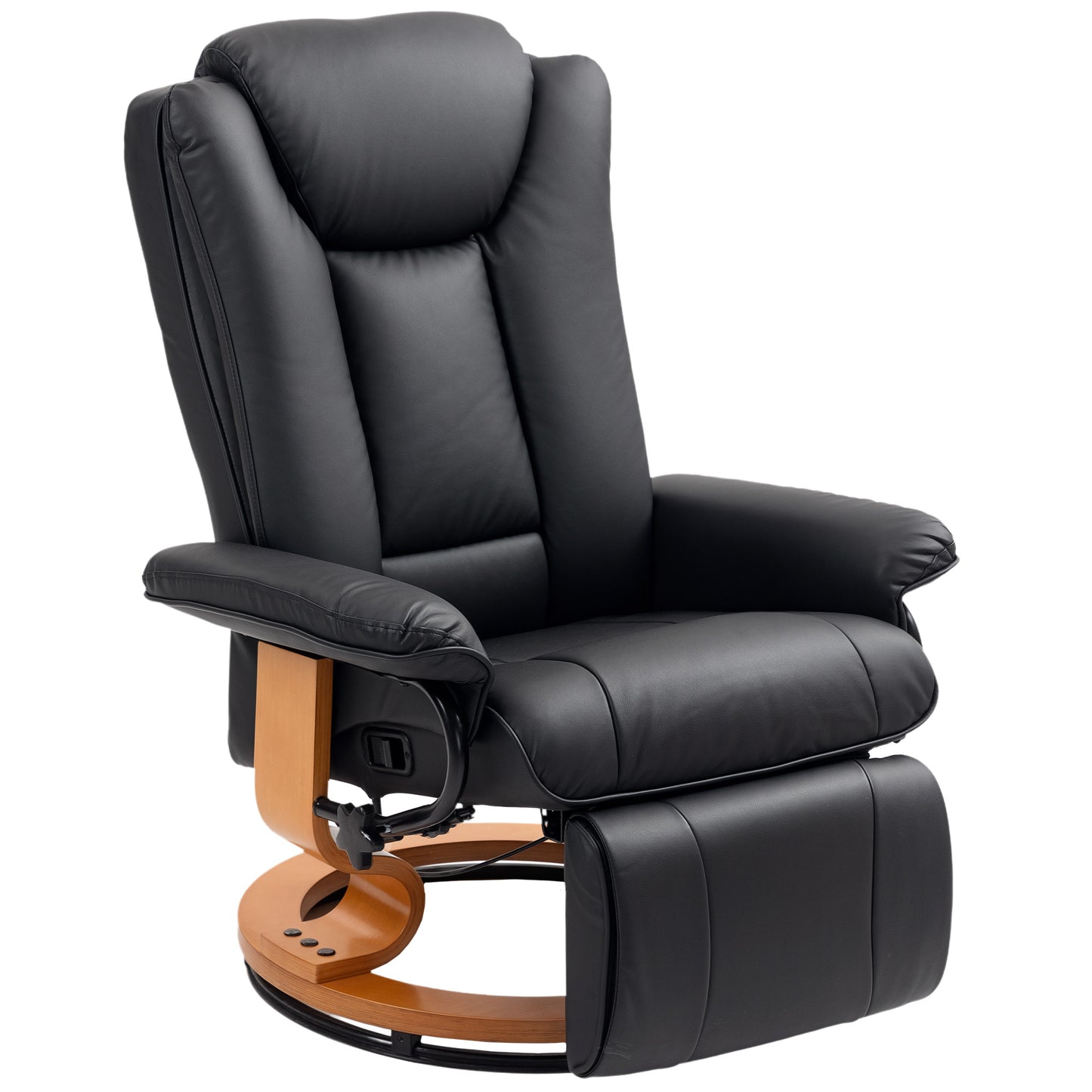 The Noir | Faux Leather Swivel Recliner Chair in Black