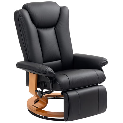The Noir | Faux Leather Swivel Recliner Chair in Black