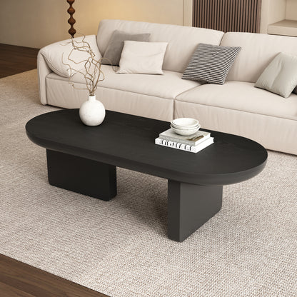 The Obsidian Oval | Matte Black Coffee Table