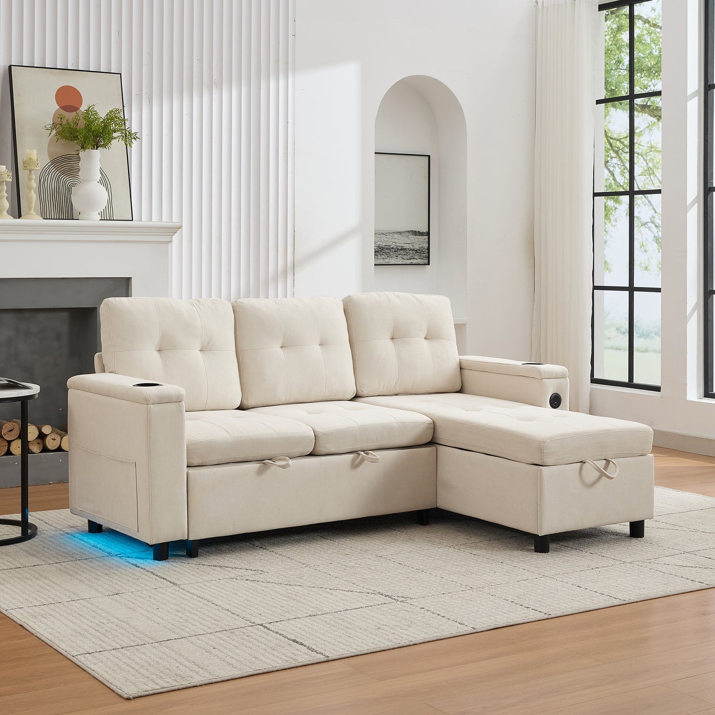 The Maison | LED Sofa Bed with USB Charging & Hidden Storage