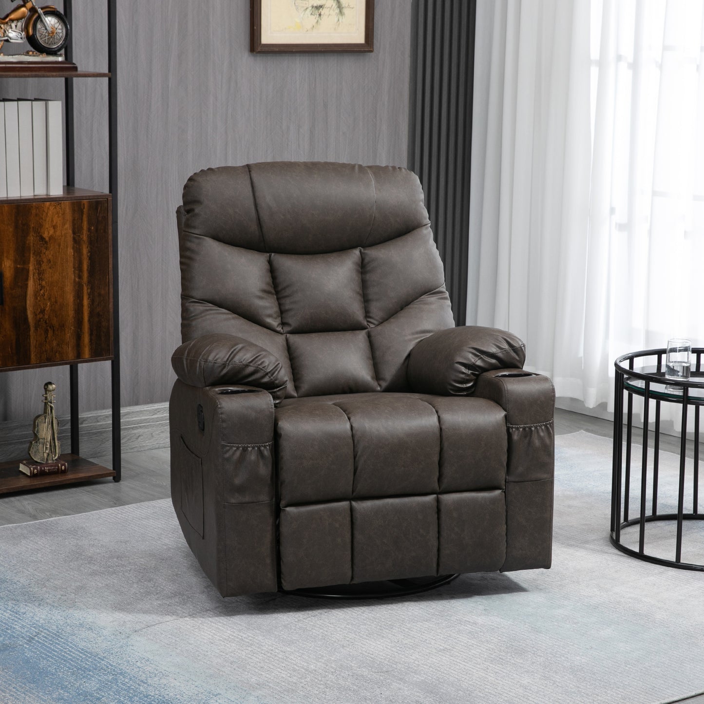 The Director | Cinema-Style Faux Leather Recliner Chair in Brown