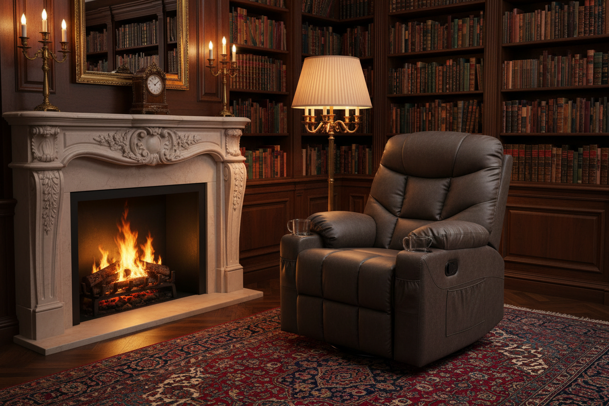 The Director | Cinema-Style Faux Leather Recliner Chair in Brown