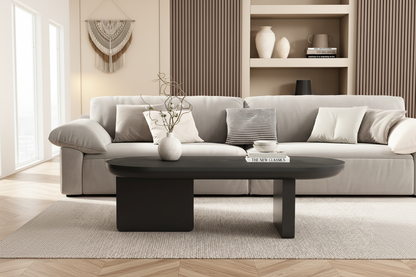 The Obsidian Oval | Matte Black Coffee Table