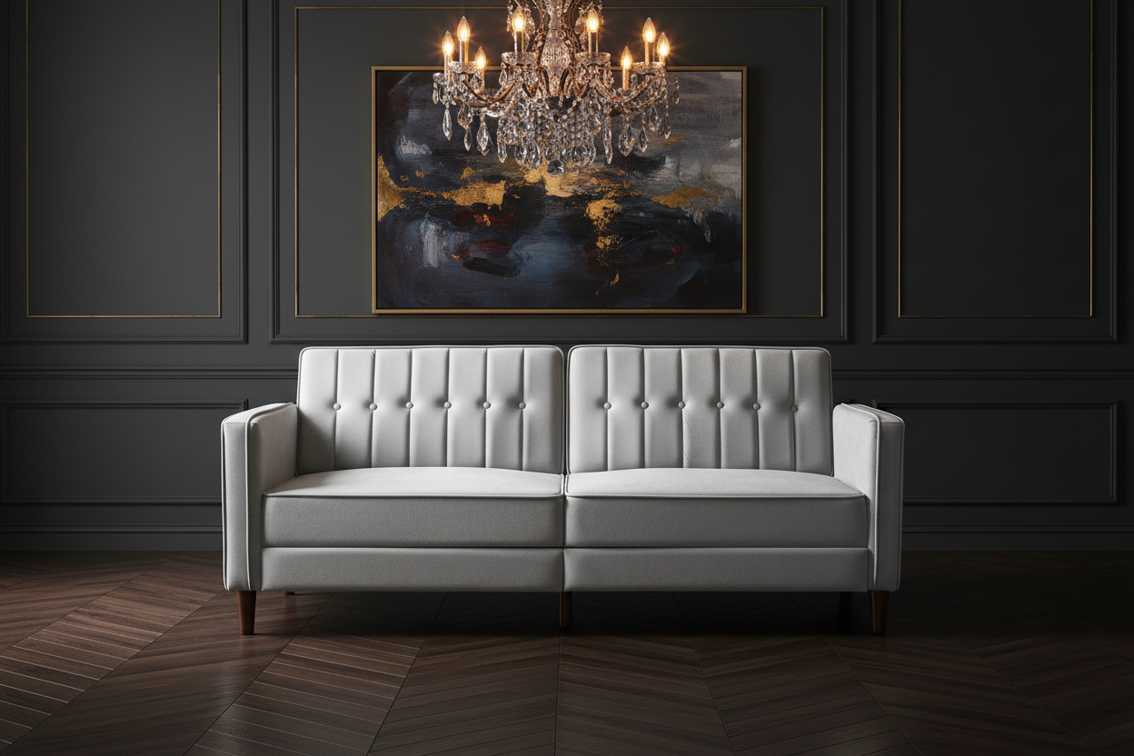 The Velour | Convertible Velvet Sofa Bed in Light Grey