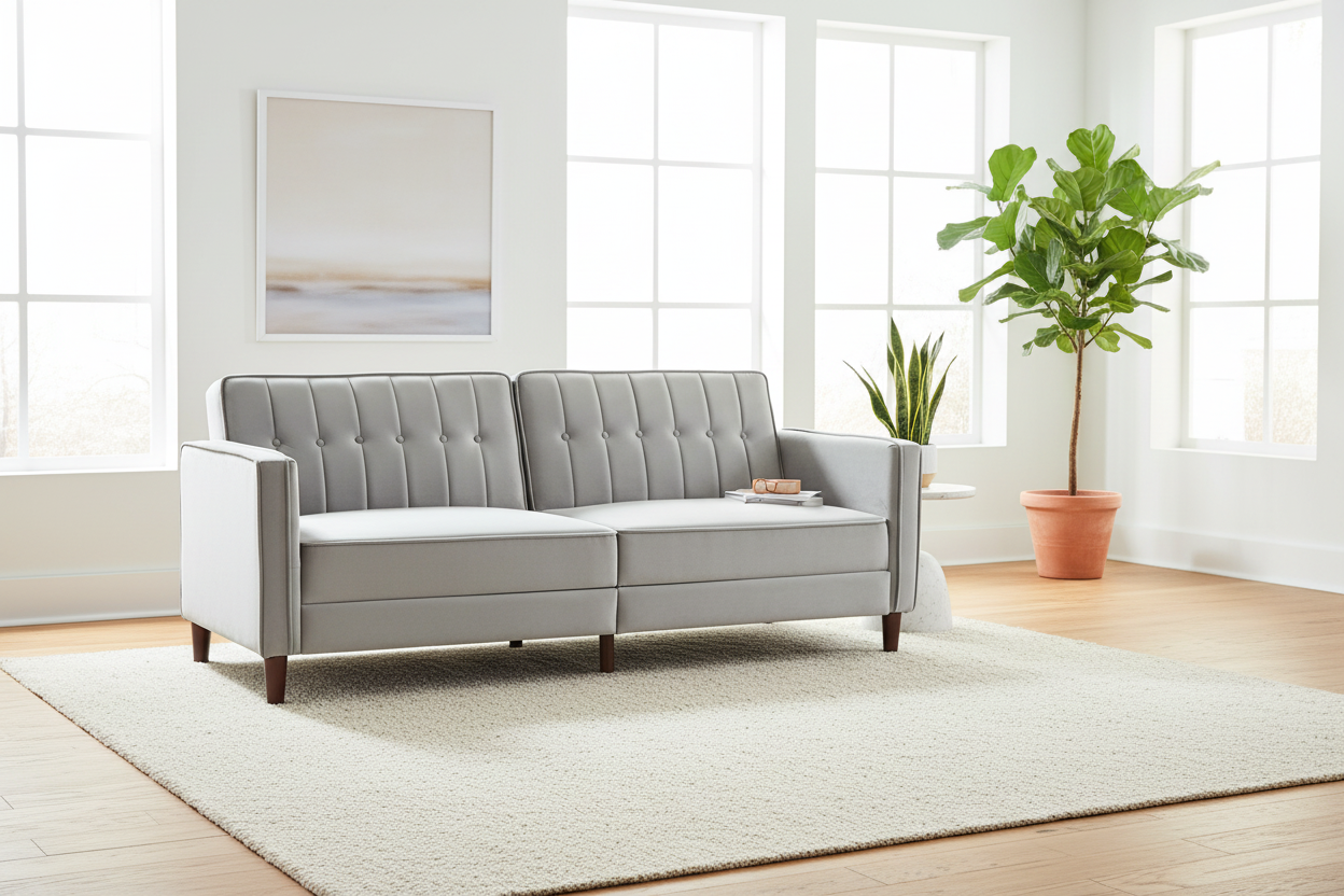 The Velour | Convertible Velvet Sofa Bed in Light Grey